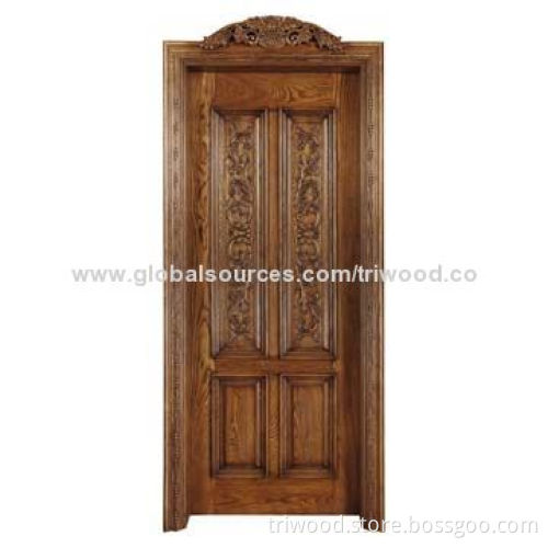 Solid Wooden Door with 100% Solid Wood Core and Environment-friendly Clear Lacquer